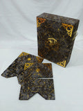 CHARCOAL GREY + BROWN EMBOSSED TURKISH TEXTURE QURAN BOX