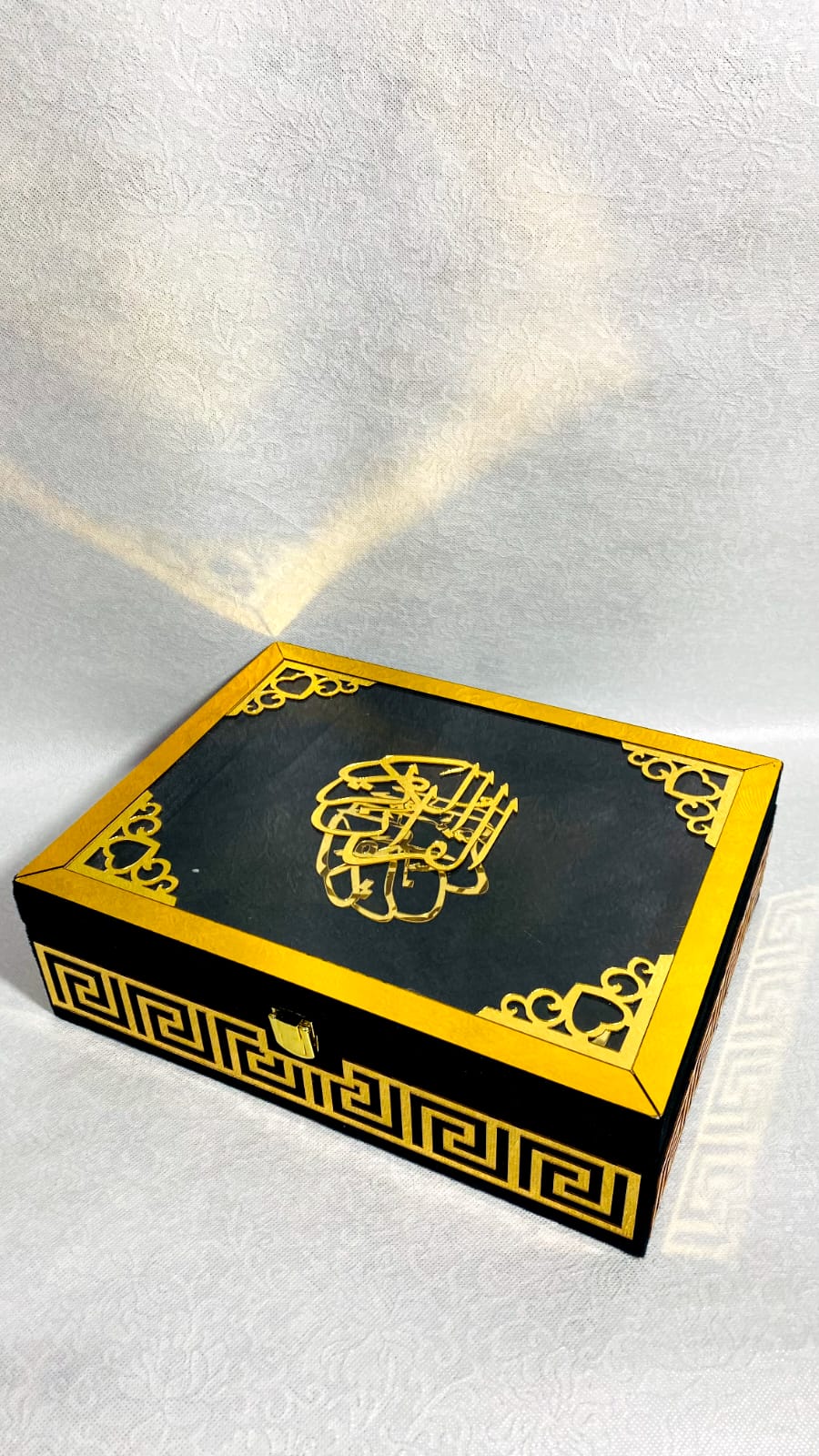 BLACK ACRYLIC GLASS QURAN BOX & QURAN SHAREEF